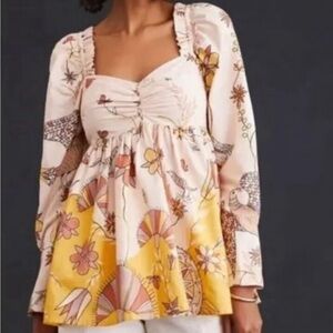 Anthro letmeke Floral Print Women's Top
